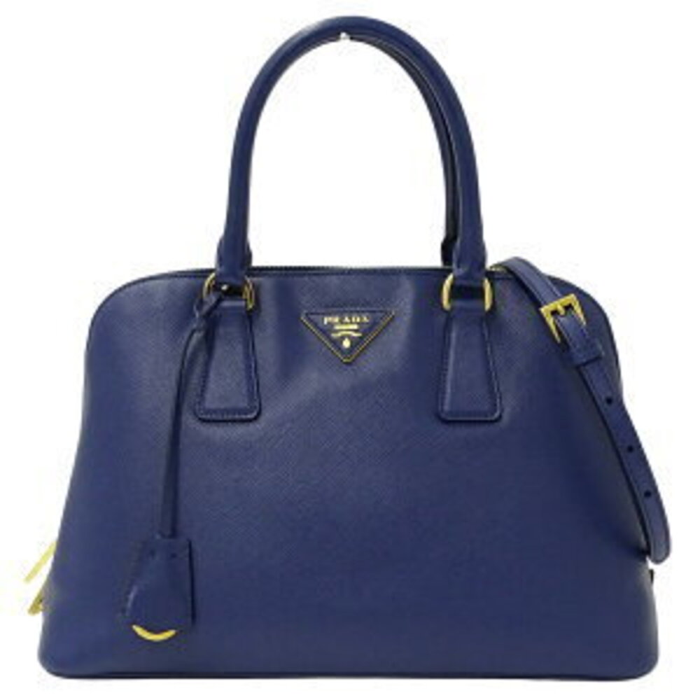 Prada Bag Handbag Shoulder Saffiano Leather Blue Logo Crossbody